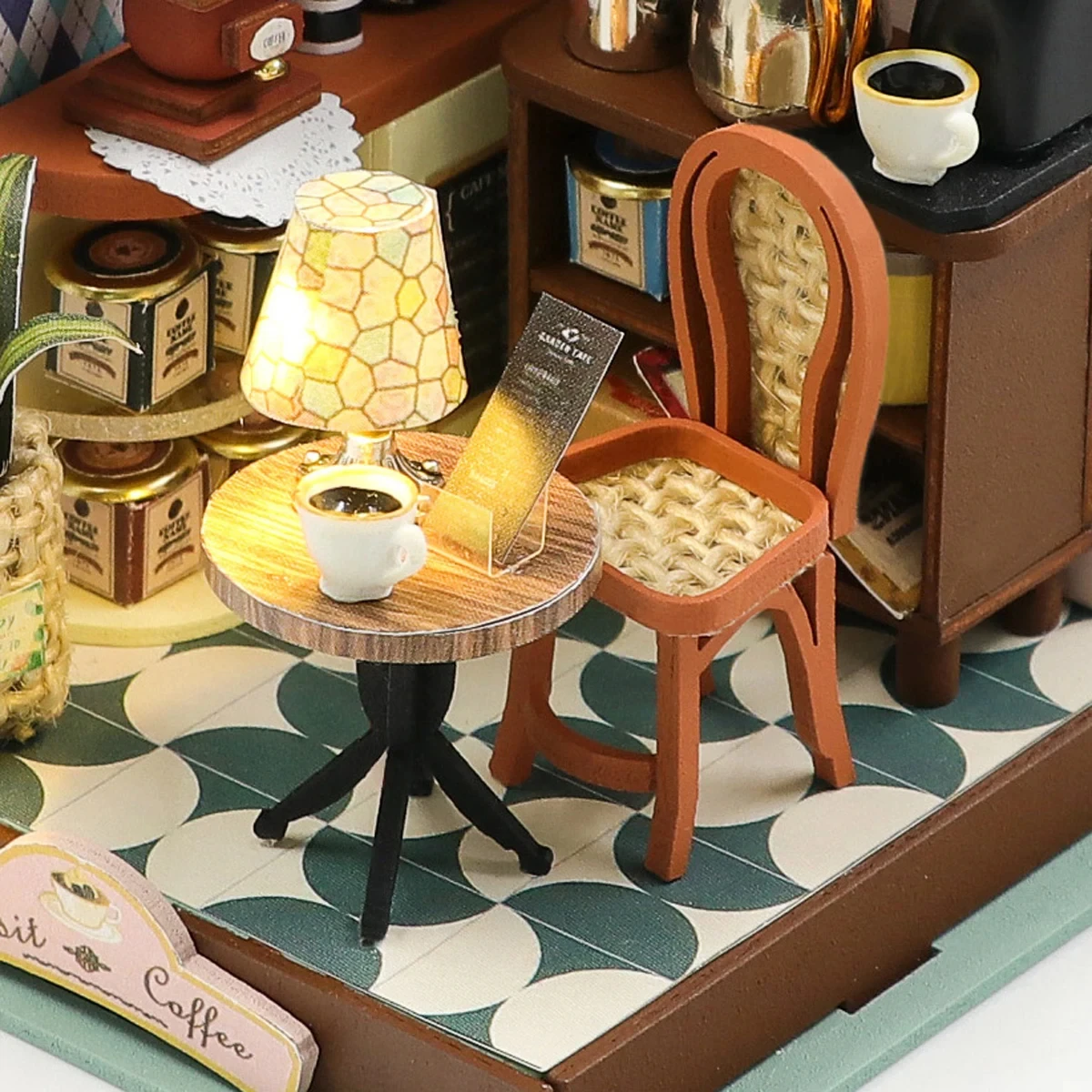 Coffee Shop Baby House Kit Mini DIY Handmade 3D Puzzle Assembly Building Model Toys, Home Bedroom Decoration P542