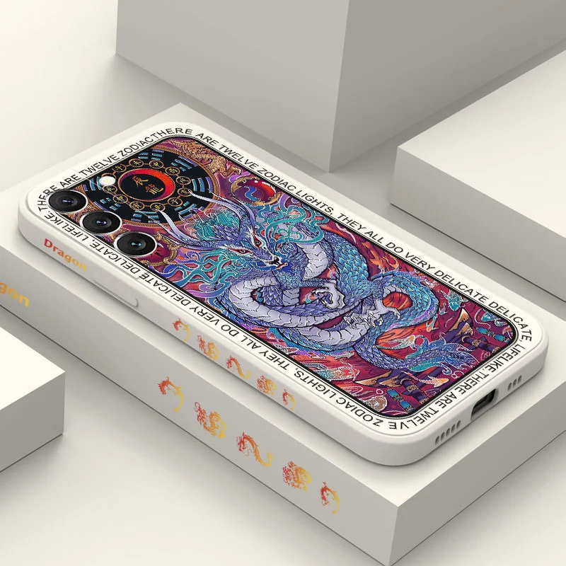 Palace Dragon Phone Case For Samsung Galaxy S23 S22 S21 S20 S10 FE Plus Ultra Liquid Silicone Soft Cover