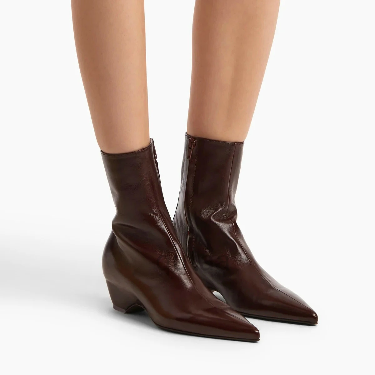 Stylish Women's Black Leather Ankle Boots with Wedge Heels