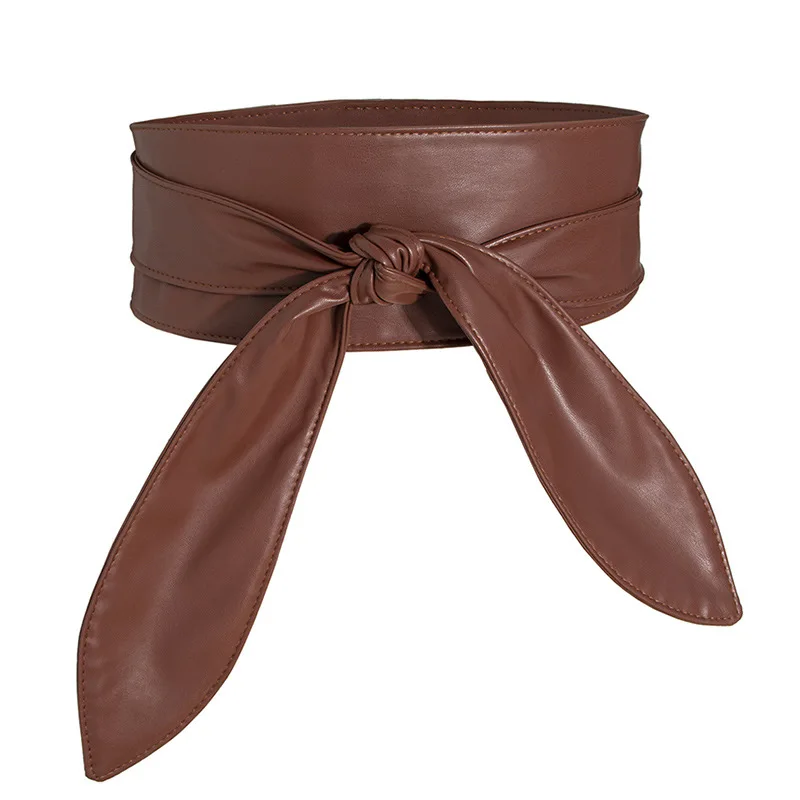 Cinturón de mujer suave y versátil de doble ancho con mariposa - cintas de lazo, extra - largo y corbata - capaz