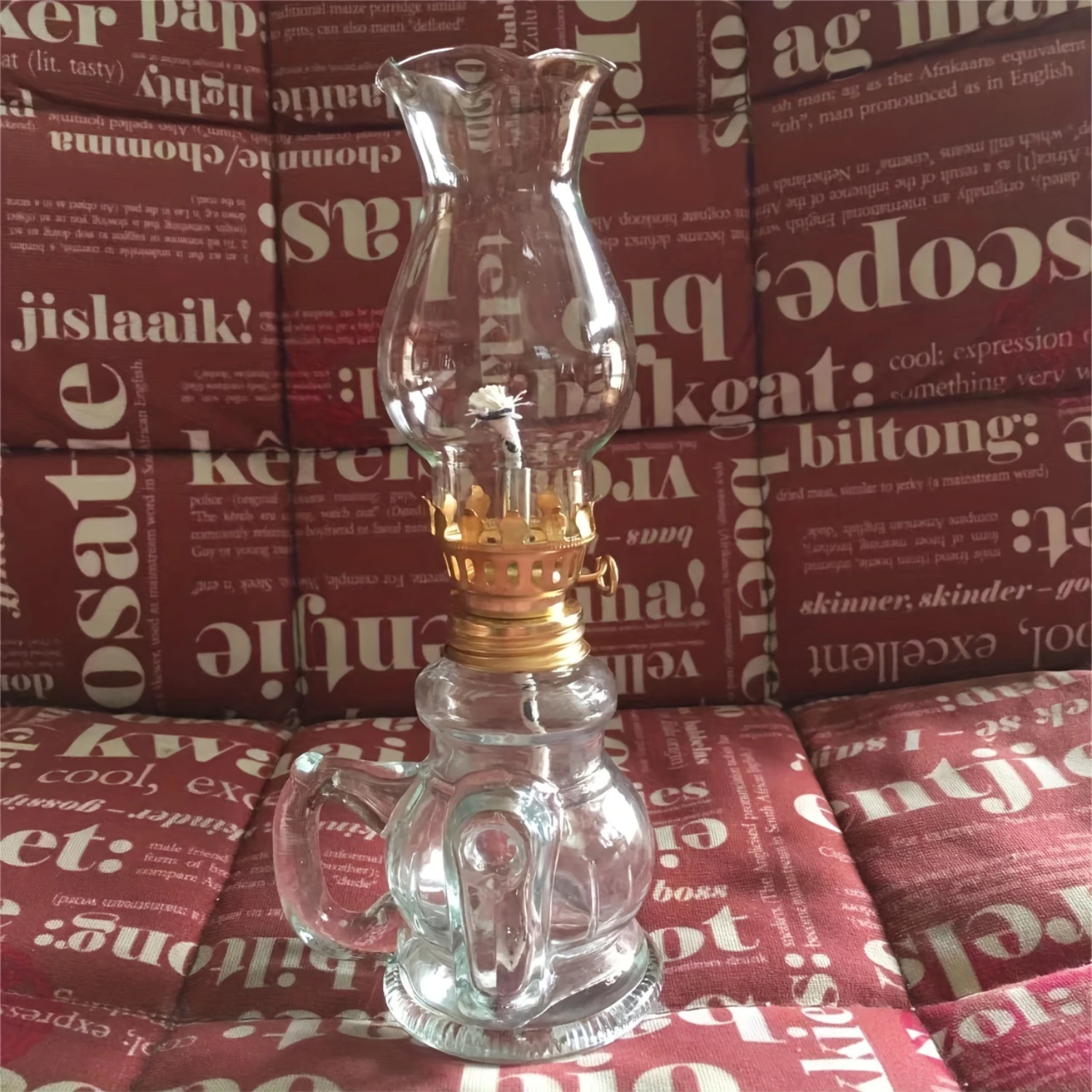 Vintage Glass Kerosene Lamp - Ambience Decorative Small Lamp for , Outdoor, and Photo Props