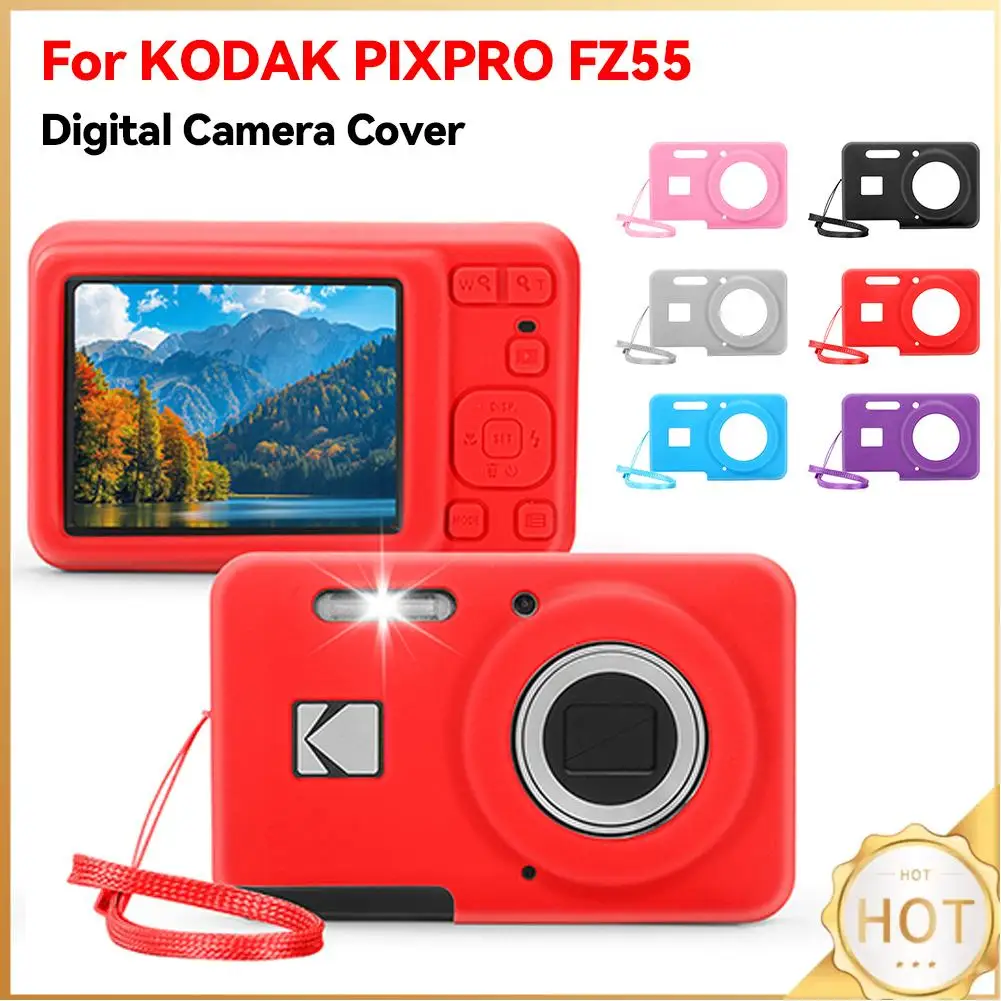 لـ KODAK PIXPRO FZ55 غطاء كاميرا رقمية حافظة واقية من السيليكون الناعم خفيفة الوزن ملحقات الكاميرا مع حبل قصير