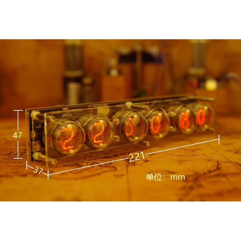 RGB 6 Digit IN-4 Nixie Glow Tube Clock IN4 with LED Backlight WIFI Auto-calibration Time Type C 5V with Remote Control