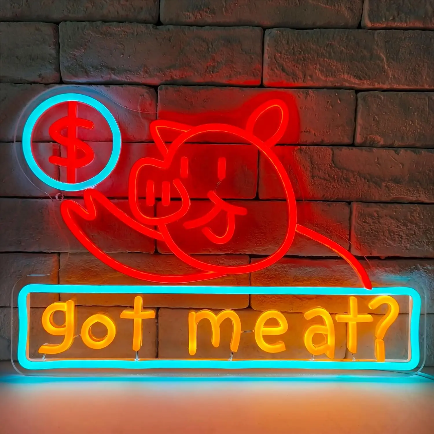 

Got Meat Neon Sign BBQ Neon Sign Light for Wall Art Decor Dimmable for Outside Restaurant Bar Club Party Butcher Shop Decor
