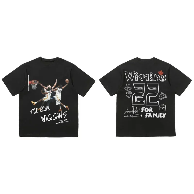 T-shirt à manches courtes NBA Basketball Stars pour hommes, imprimé James Funnly, 100% coton, marque de mode, sports décontractés, Y2K Y-