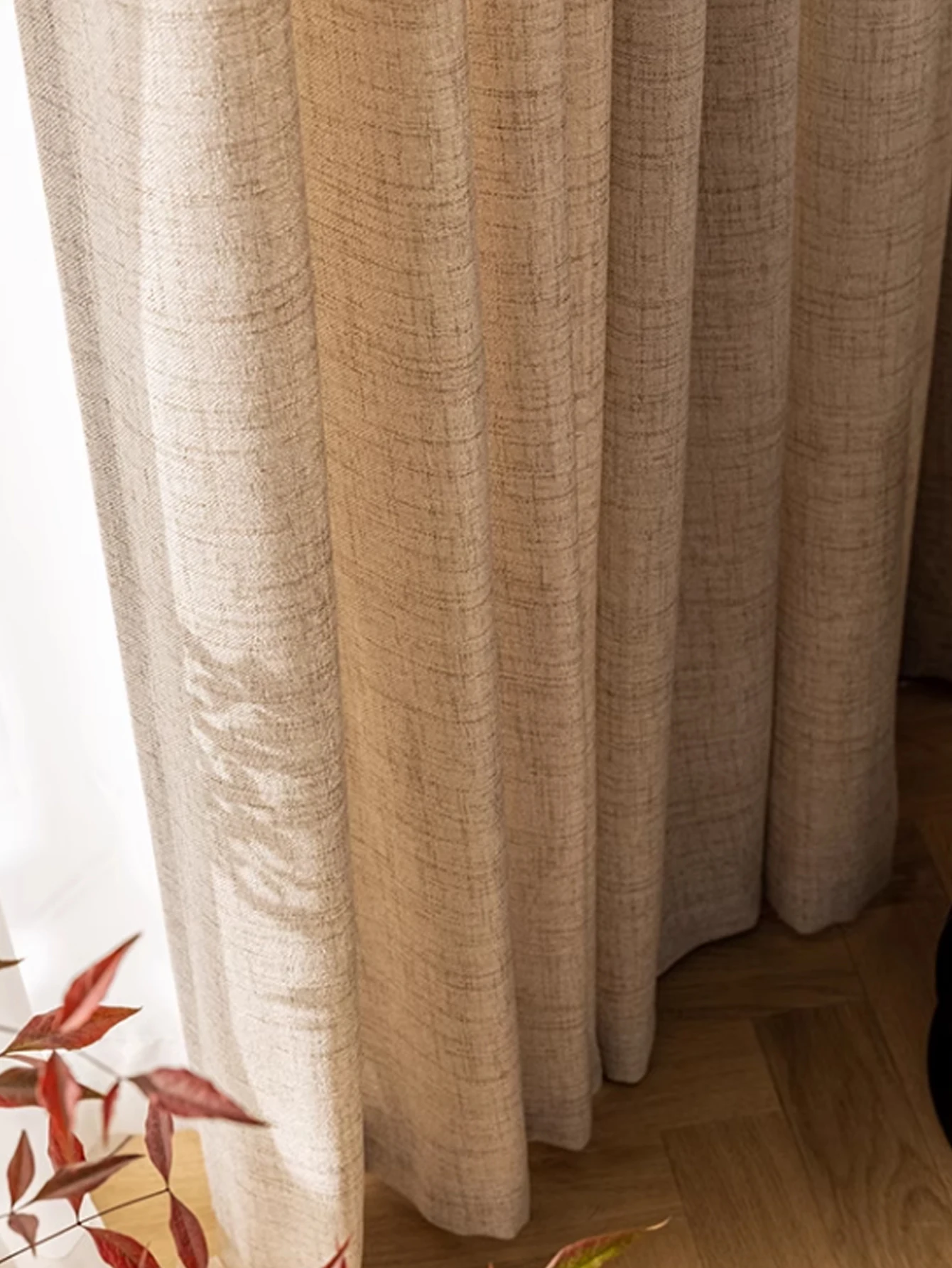 1pc Fashionable and Simple Style Linen Japanese Curtain For Livingroom Bedroom Uv Blocking in Various Sizes