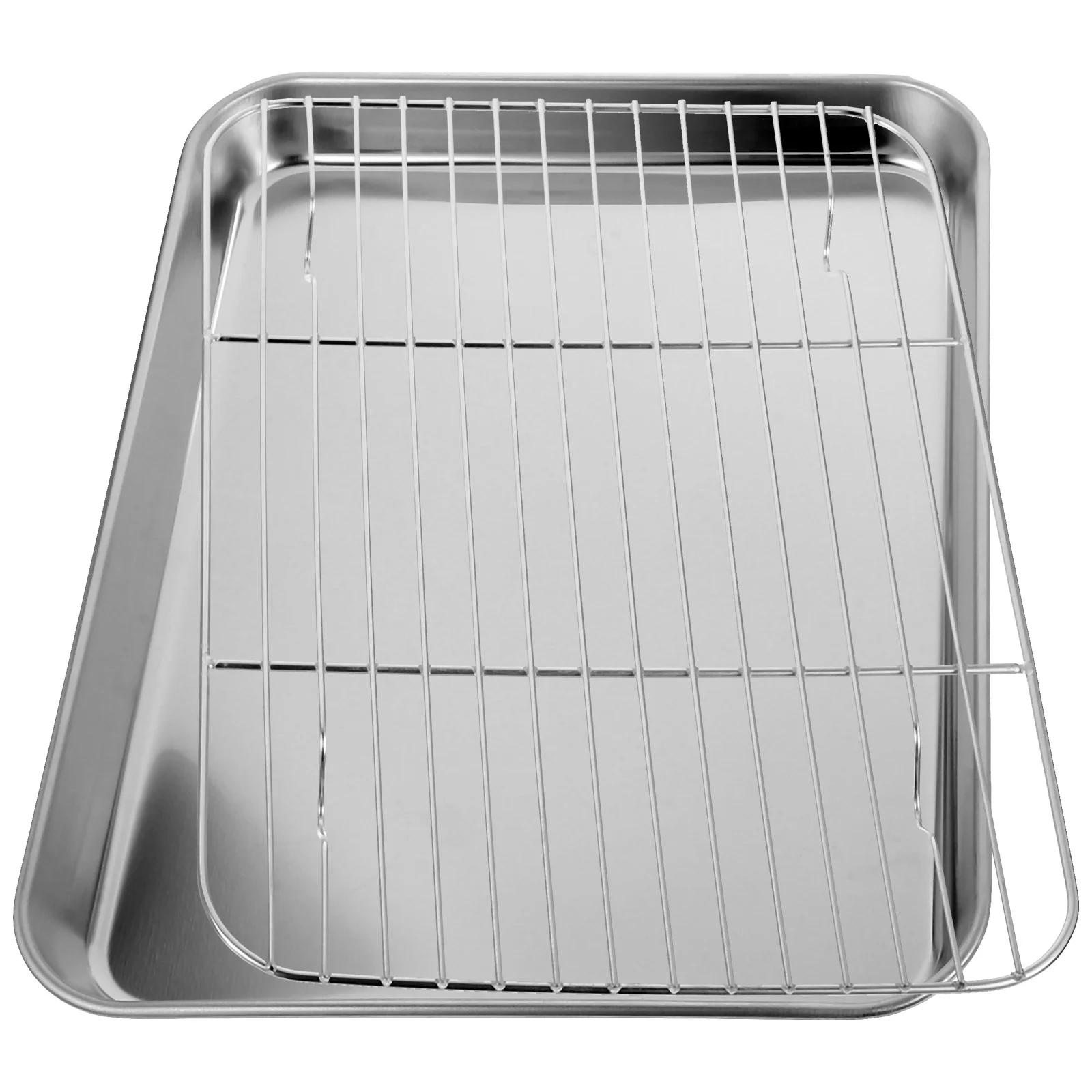 

2 Pieces/Set Baking Tray Pan with Wire Rack Mini Grill Biscuit Air Fryer Toaster