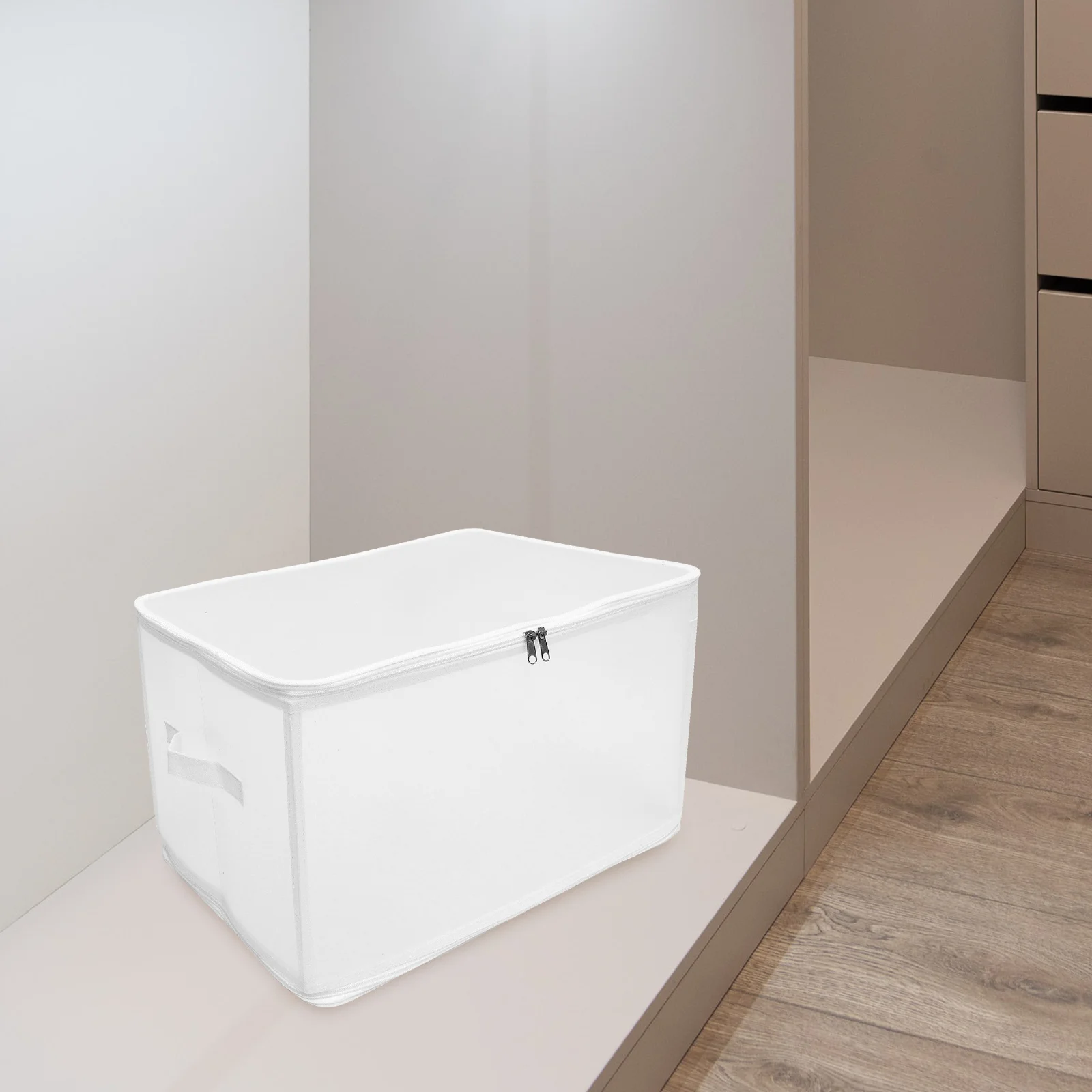 

Portable Clothes Storage Basket with Zipper and Handle for Closet Wardrobe Organizer No Lid Design Clothes Organizer