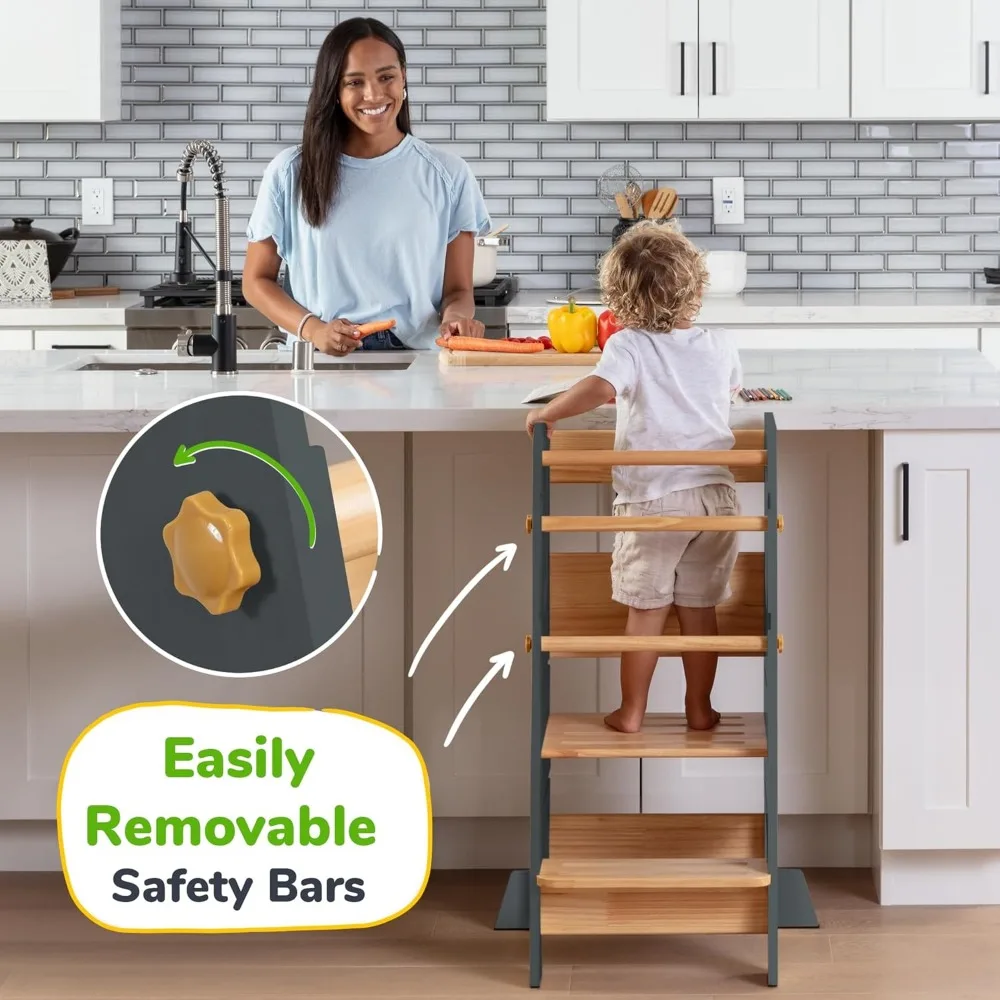 Taburete de cocina para niños pequeños، hochal قابل للتعديل، مثالي للفقرة تعلم هتلاريز، تصميم actualizado con pies de #5