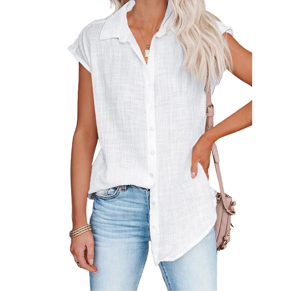 Cotton Texture Finish Women Sleeveless Tops 95% Cotton 5% Spandex Lightweight Breathable Shirts for Everyday Wear