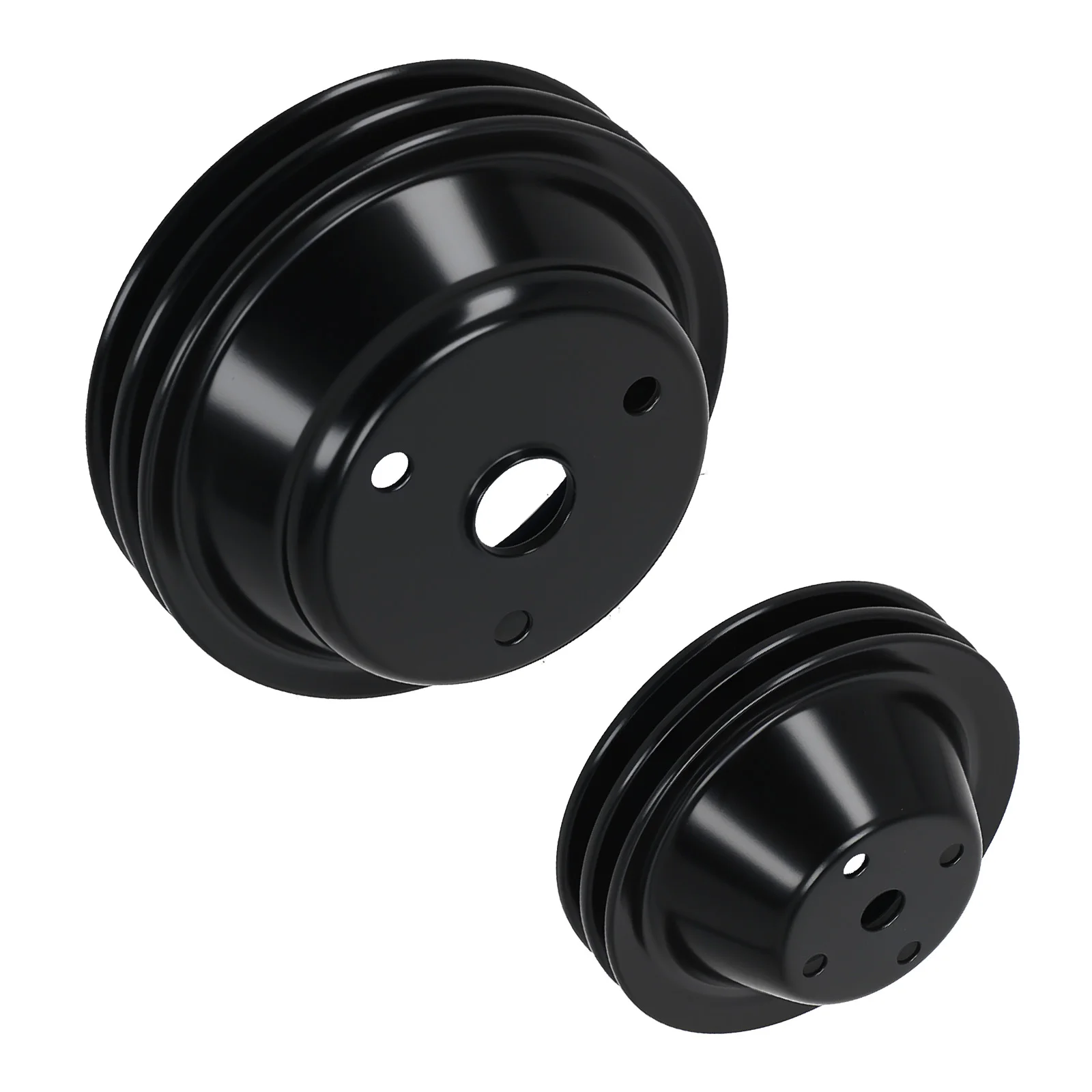 

Double Groove Black Steel Long Water Pump & Crankshaft Pulley for SBC Chevy