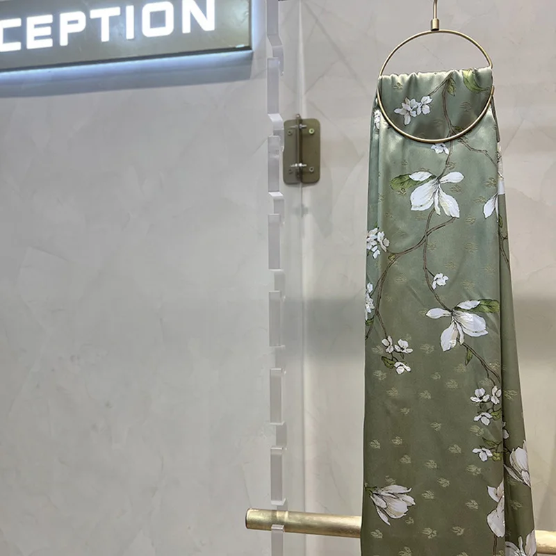 South Korean Silk Jacquard Fabric Printed Daffodil Fabric 90g Women's Cool Smooth Camisole Cheongsam Fabrics
