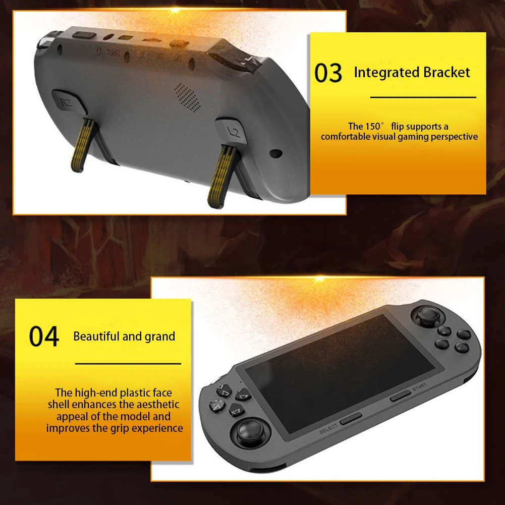 SF300 Retro Gaming Console 4.5 Inch IPS Screen Retro Handheld Video Game Console USB Rechargeable for Kids Adults