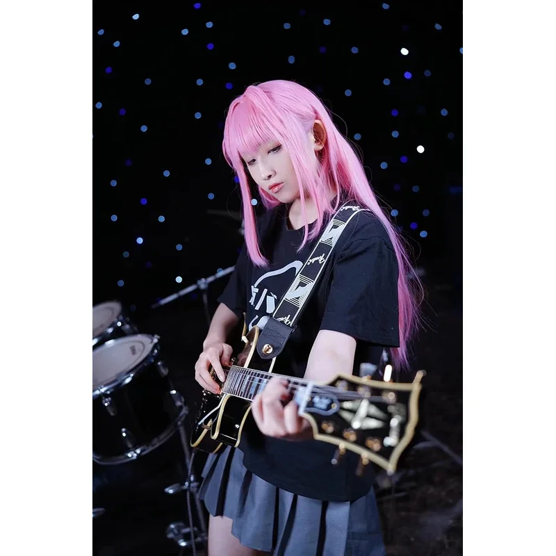 Hitori Gotoh เครื่องแต่งกายอะนิเมะ Bocchi The Rock คอสเพลย์สีชมพูเสื้อแจ็คเก็ตกระโปรงวิกผม JK สําหรับสาวผู้หญิง Party Carnival Roleplay