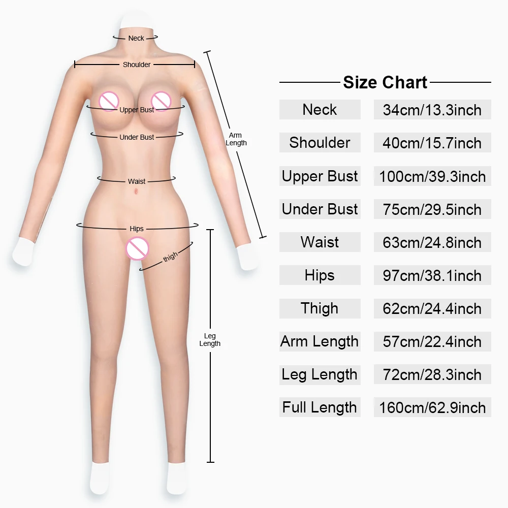 Silicone BodySuit Crossdressing Apparel Male to Female Body Suit For Crossdresser DragQueen E Cup Silicone Filler