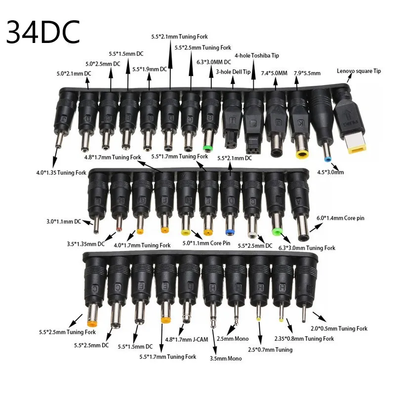 Universal Laptop DC Power Supply Adapter Connector Plug AC DC Conversion Head Jack Charger Connectors Notebook Power Adap