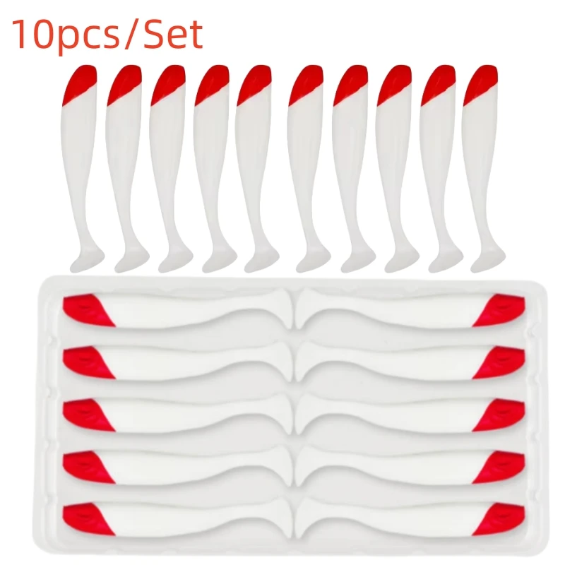 10/20/50 قطعة T الذيل دودة الطعم الناعم الأحمر رئيس الأبيض الجسم الطعم 5.5/7/9/12 سنتيمتر بيونيك تحلق الصيد إغراء الاصطناعي سيليكون Wobblers #1