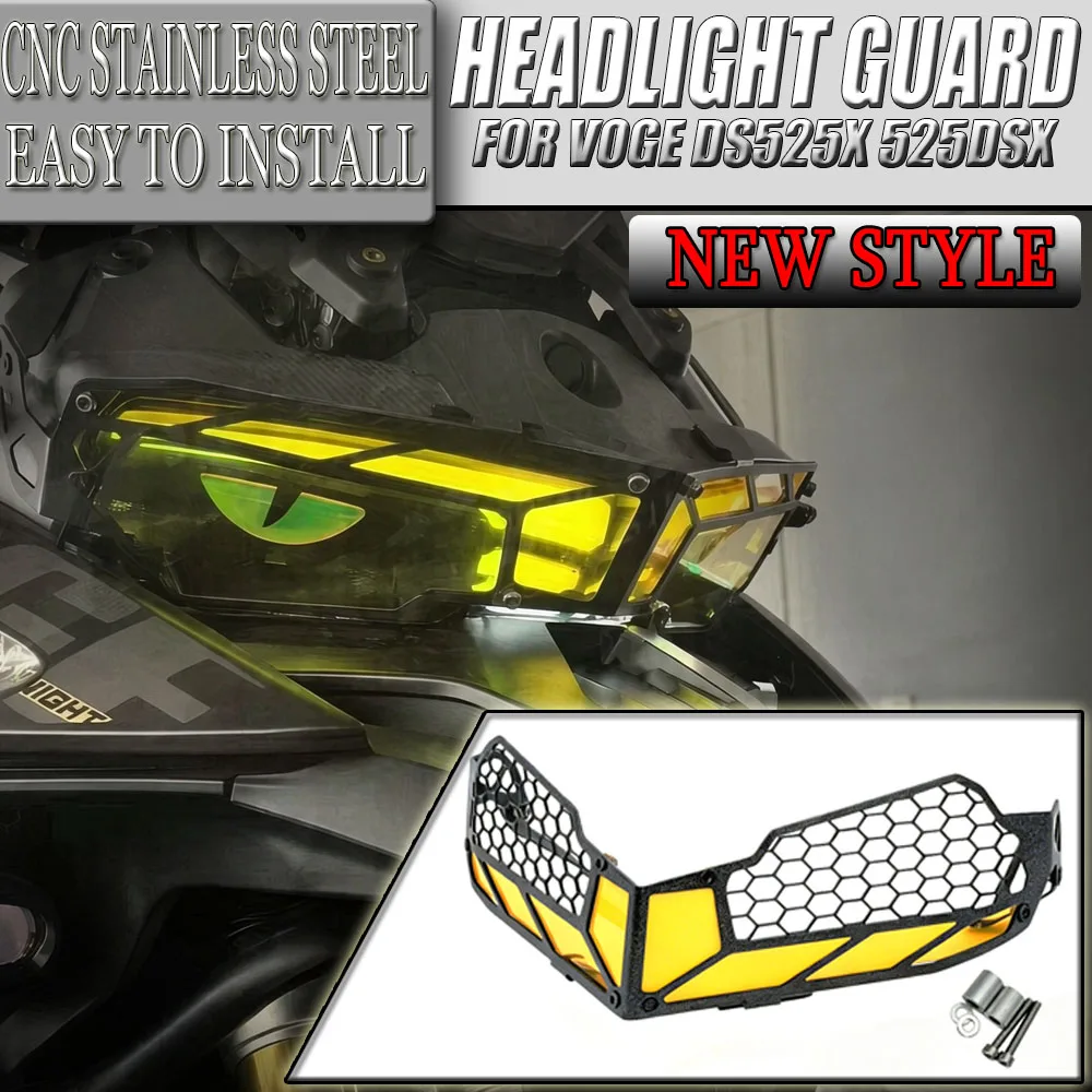 Motorcycle Headlight Stone Guard Grill Protector Cover Stainless Steel Mesh For VOGE DS525X 525DSX DSX525 Headlight Trim Cover