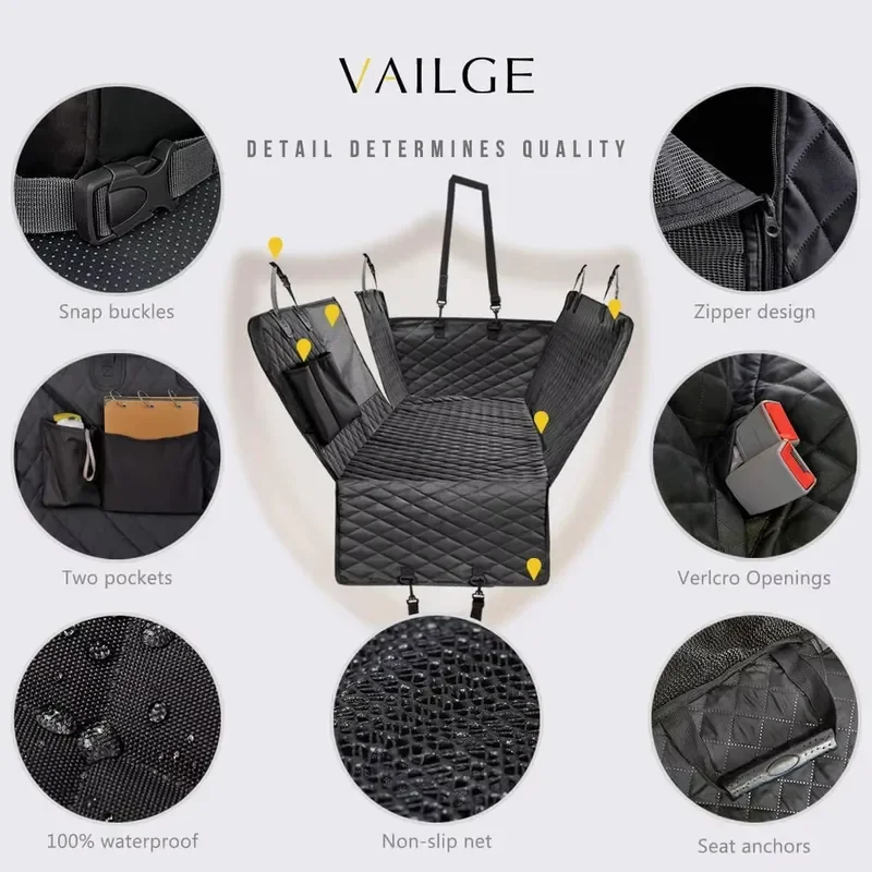 Customizable Color 100 Percent Scratch Resistant Waterproof Dog Car Seat Cover Pet Blanket for Rear Seats Travel Accessory