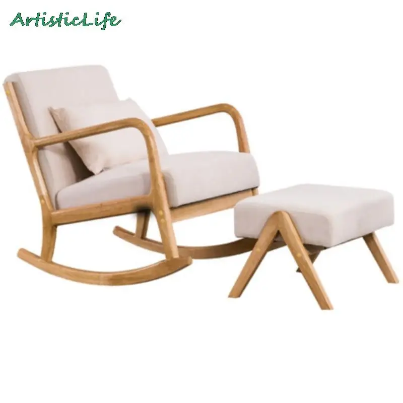 ArtisticLife Balcony Lounge Chair Sofa Rocking  Chair Recliner Solid Wood Living Room Home Nap Chair Freeshipping