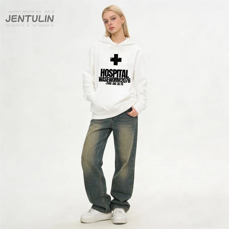 Sudadera con Capucha para Mujer, Estilo Y2K Chic, Estampado Metálico Rockero, Retro, Clásica, Gótica, Casual, Punk, Emo, Moda Urbana