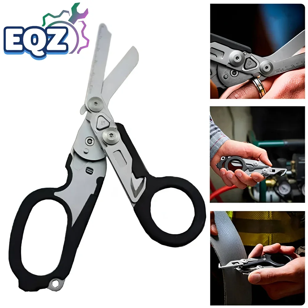 Raptor Emergency Response Shears Multifunctional Outdoor Tools with Glass Breaker Strap Cutter Folding Pliers Safety Hammer