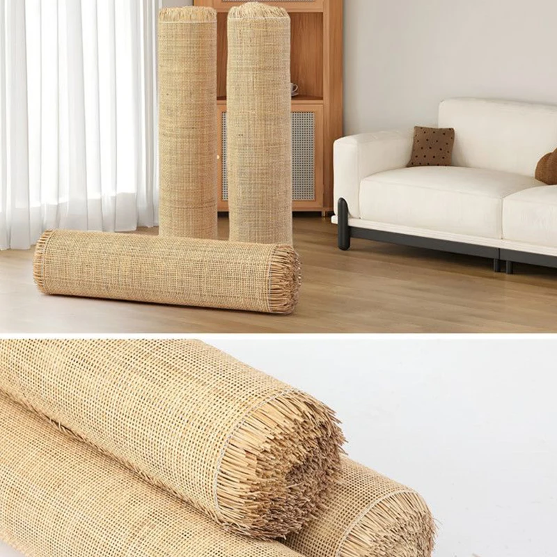 DIY Natural Rattan Cane Webbing Roll 40/45cm Width Large Size Rattan Roll Handmade Rattan Weaving For Furniture Repair Materials