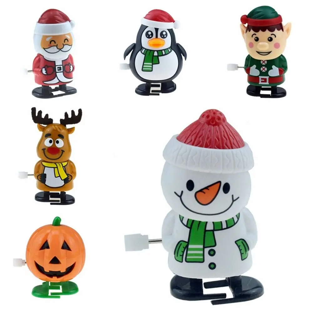 Jouets à remonter de la série de Noël, jouets de saut, wapiti, bonhomme de neige, horloge, père Noël, secouer la tête, père Noël, marche, beurre