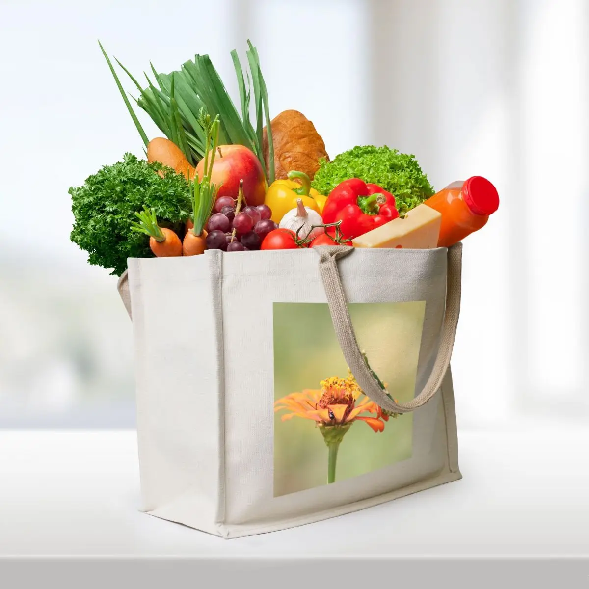 Green Praying Mantis on Flower Tote Bag Women's shopper bag shopping cart bags Cloth bag