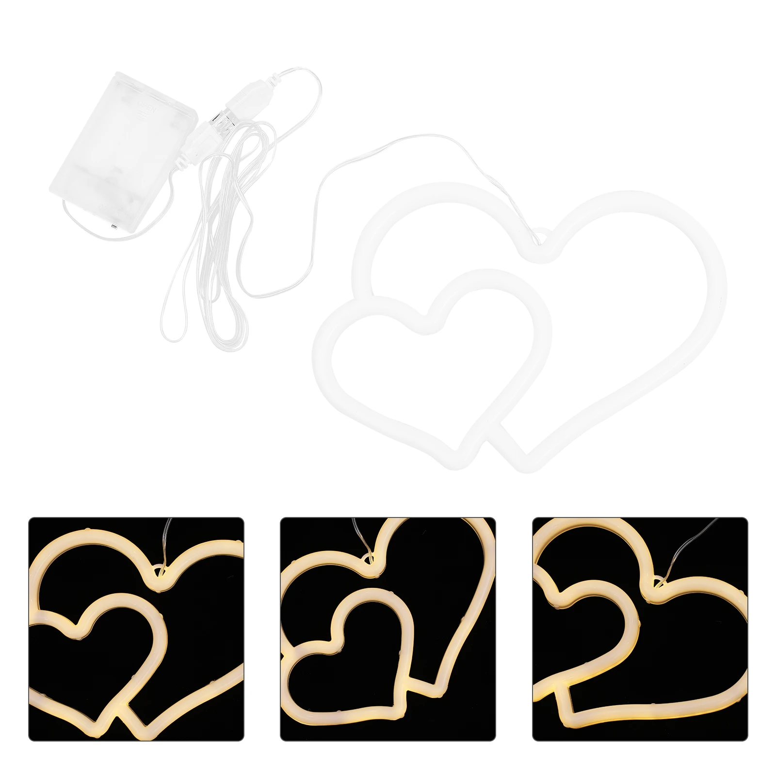 

Double Heart Neon Lamp Led ing Light Atmosphere Decorative Night Light For Bedroom Home Office Party Wall Table