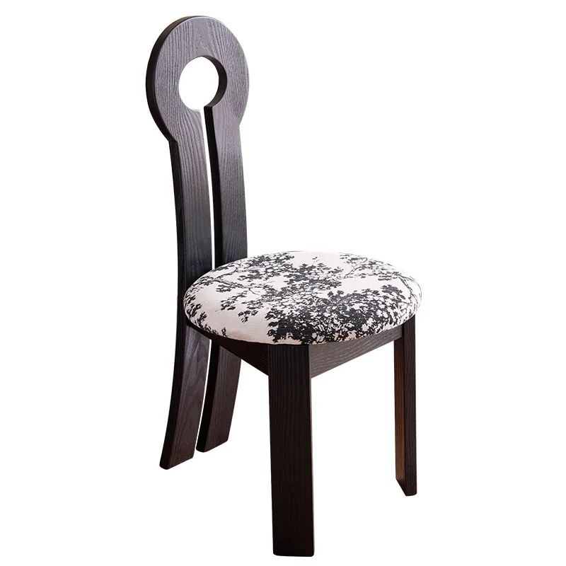 

Medieval style key chair Home designer B & B backrest Dining chair Light luxury French retro restaurant Solid wood