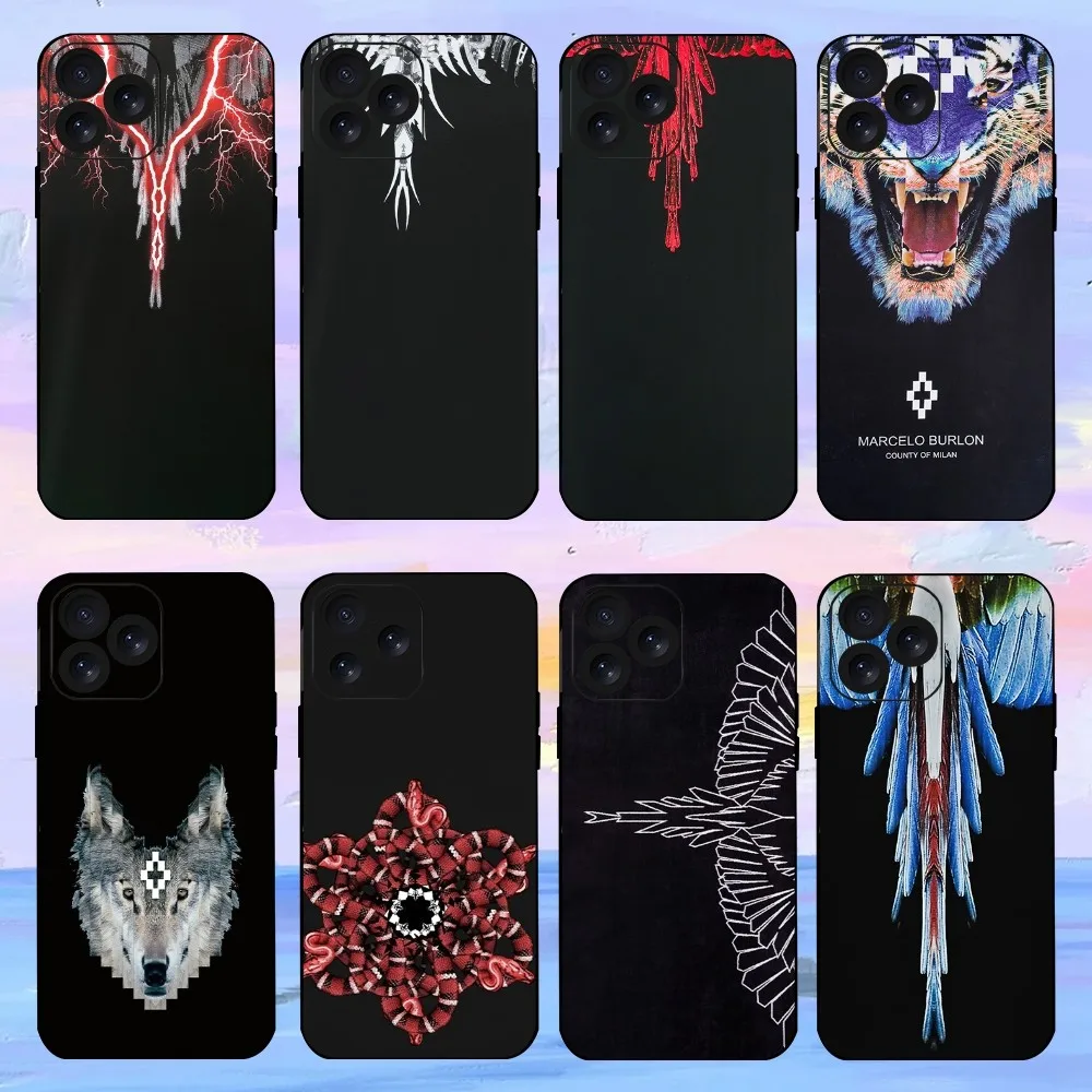 M-MARCELO B-BURLON Phone Case For iPhone 15 14 13 12 11 8 Mini Xr Xs X Xsmax Pro Max Plus Shell