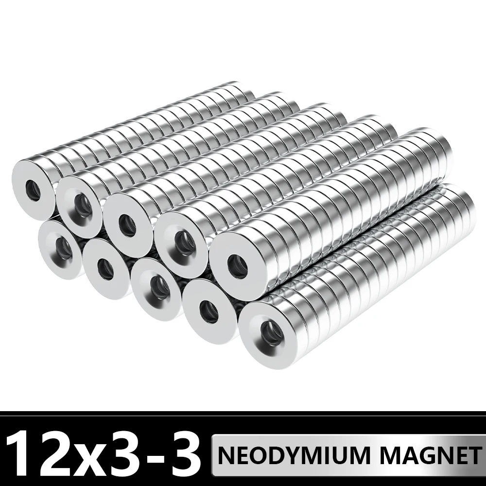 

10~500Pcs Round Magnet With hole 12x3-3mm N35 NdFeB Super Powerful Neodymium Magnets Strong Permanent Magnetic imanes 12x3hole3