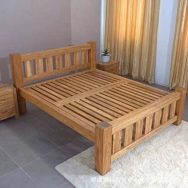 

Old elm solid wood bed Modern simple bed Internet celebrity rental room Dormitory Falcon riveting tatami hard board bed