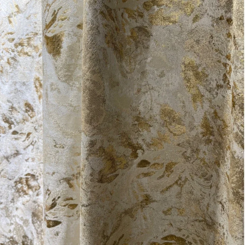 Cream Champagne Gold Luxury Curtains for Living Room Bedroom Dining Jacquard Precisio Blackout New Windows European White Tulle