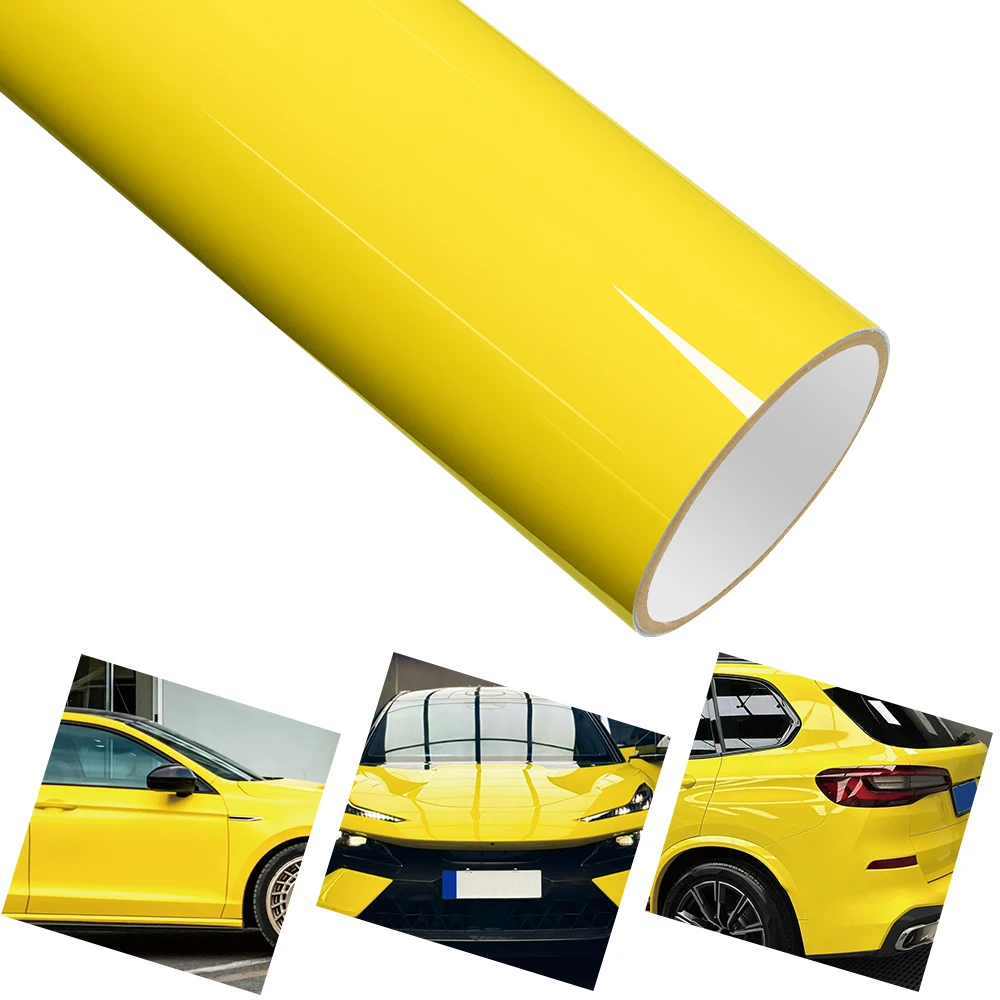 PET Crystal Maize Yellow Car Vinyl Film Auto Decal With Air Release Technology Creative Car Body Decoration Sticker Accessories