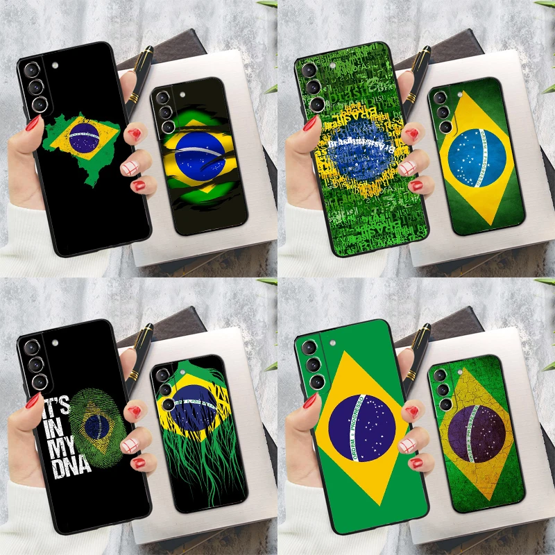 Brazil Brazilian Flag Phone Case For Samsung Galaxy S23 S22 S24 Ultra S20 S21 S24 FE S9 S10 Plus Note 10 20 Ultra