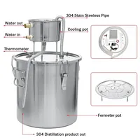 6L 22L 35L Home Brew Moonshine Distiller Copper Alcohol Distillery Stainless Boiler for Water Essential Durable Oil Brew Kit