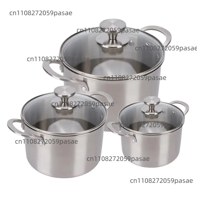 2026 Hot Selling Durable 18/20/24cm Triple Layer Stainless Steel Cookware Set Soup Pot for Kitchen Hotel & Restaurant