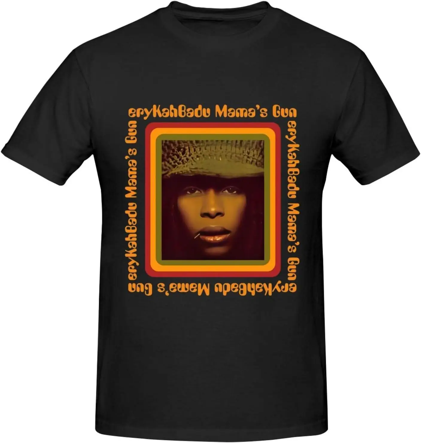 

Erykah Music Badu T-Shirt Men's Short Sleeve Casual Cotton Crewneck Tees Novelty Graphic T-Shirt