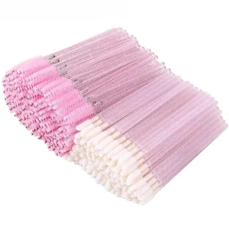 Aplicador de pincel descartável para maquiagem, 100 peças, kit de sobrancelha, rímel de cristal, varinha, batom, extensão de cílios labiais