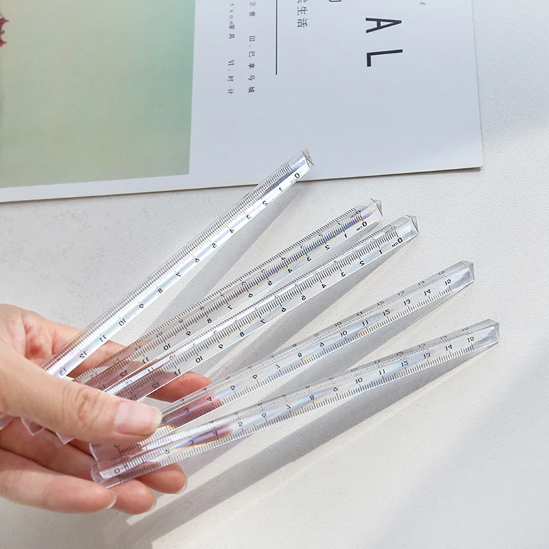 Simple Transparent Three-Square Ruler 15cm 20cm Students Drawing Measurement Ruler Exam Office School Supplies Kawaii Stationery