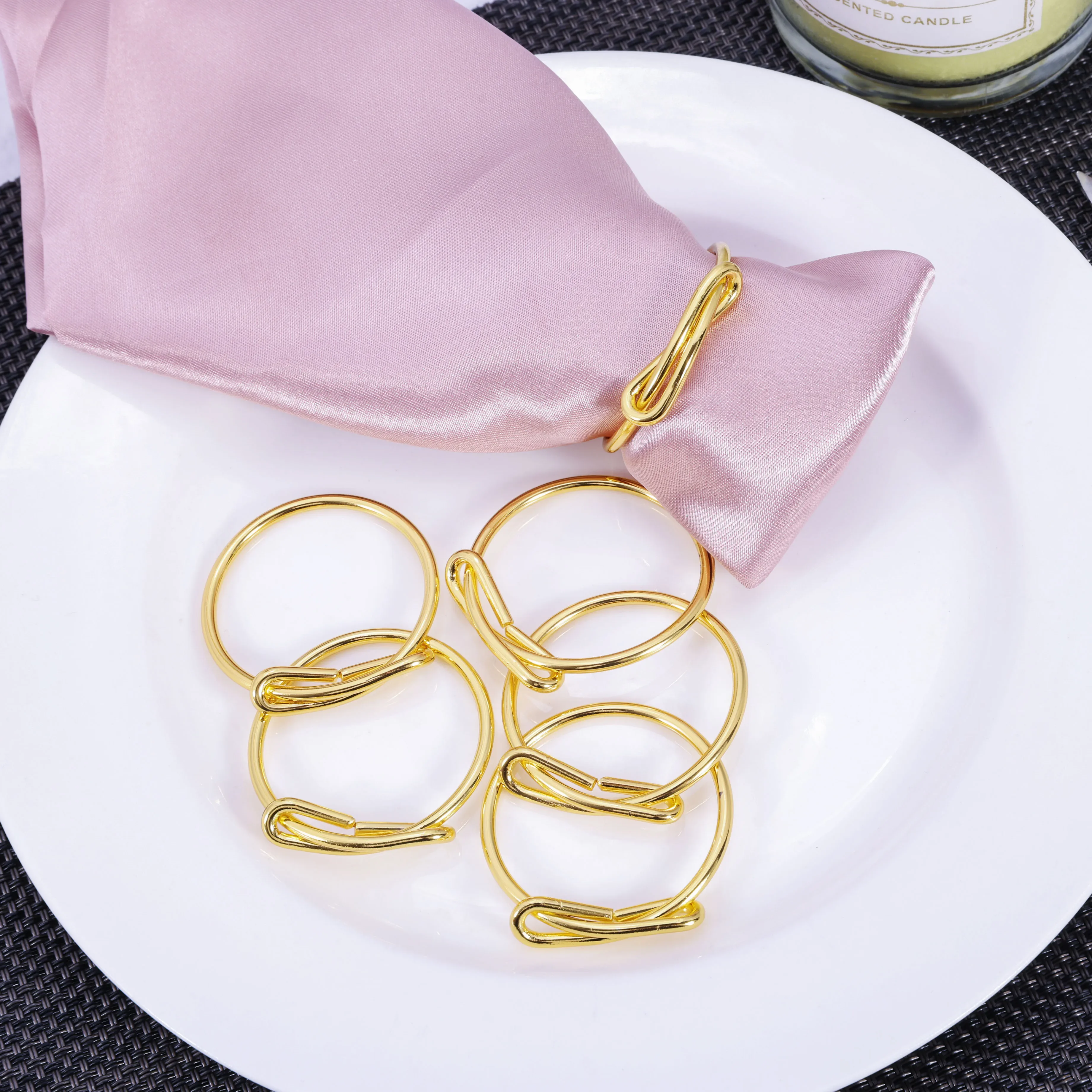 6Pcs Metal Napkin Ring Classic Bow Knot Design Napkin Cloth Holders Buckle Holiday Chrismas Wedding Party Home Table Decoration