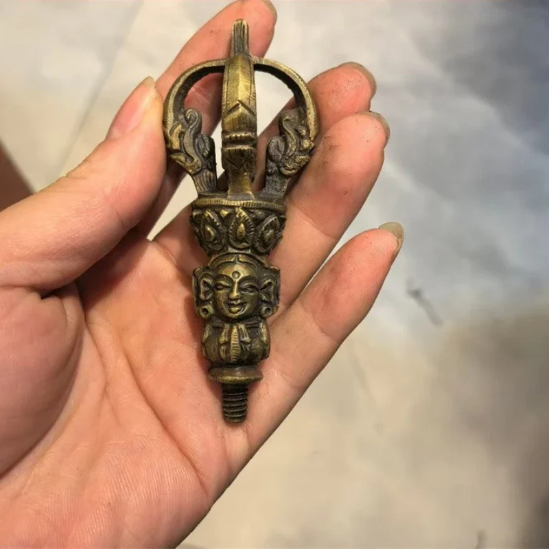 Nepalese Buddhist Bell & Dorje Set with Intricate Engravings, Traditional Copper Ritual Items for Meditation & Home Altar