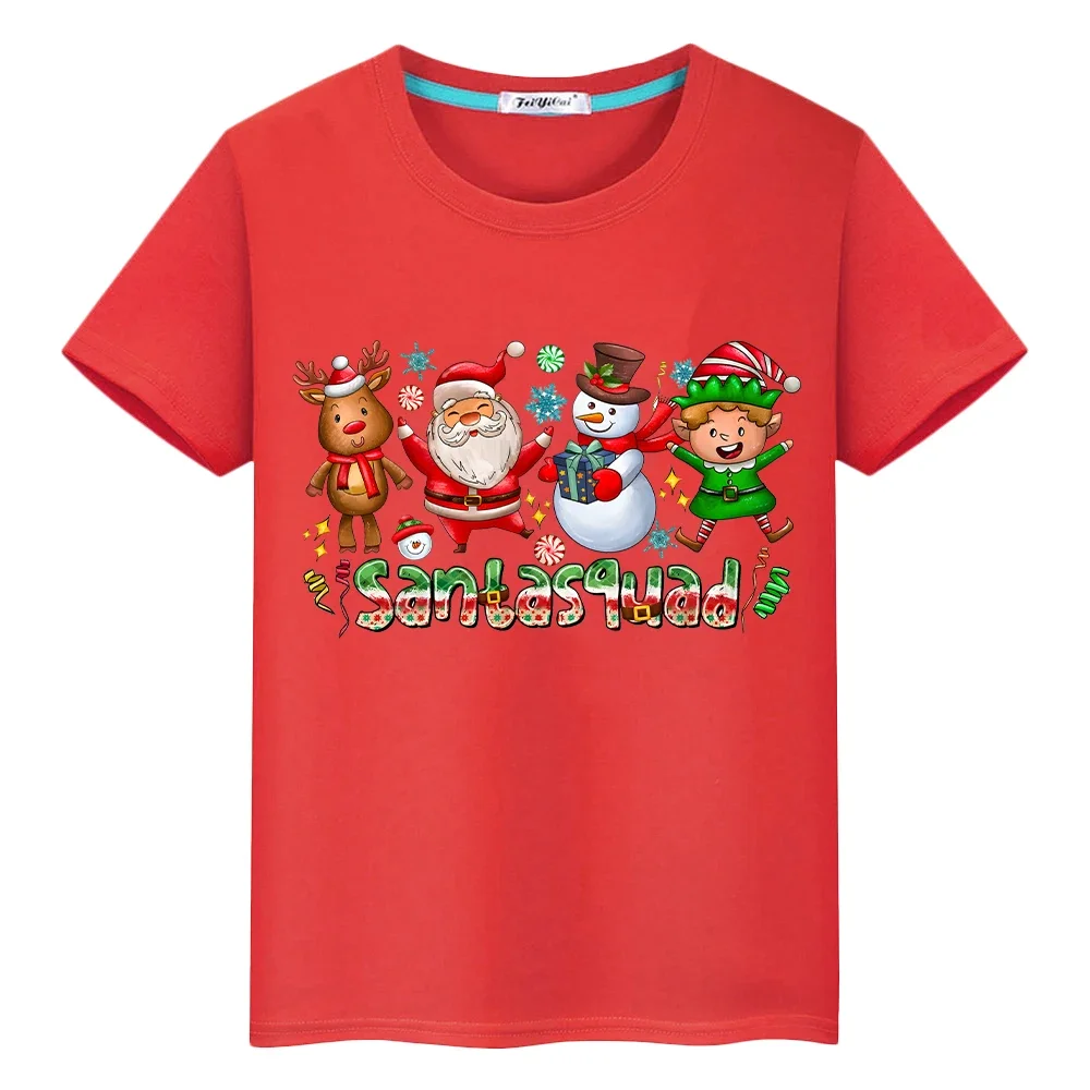 

Christmas t shirt for kids boy 10years Cotton Tops Santa Claus/Santa Deer/Santa Snowman anime Short y2k one piece clothes girl