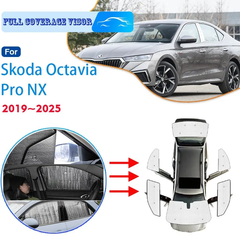 Auto Accessories For Skoda Octavia Pro NX 2019~2025 Mk4 Car Full 6X Coverage Sun Visor Sun Protection Windshiel Car Side Window