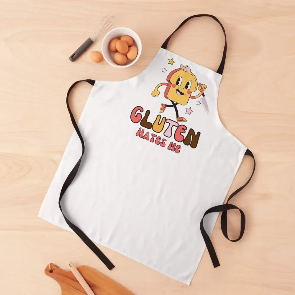 

Gluten Hates Me Knife (Retro) Apron kitchen item For Kitchen Women manicurist Apron