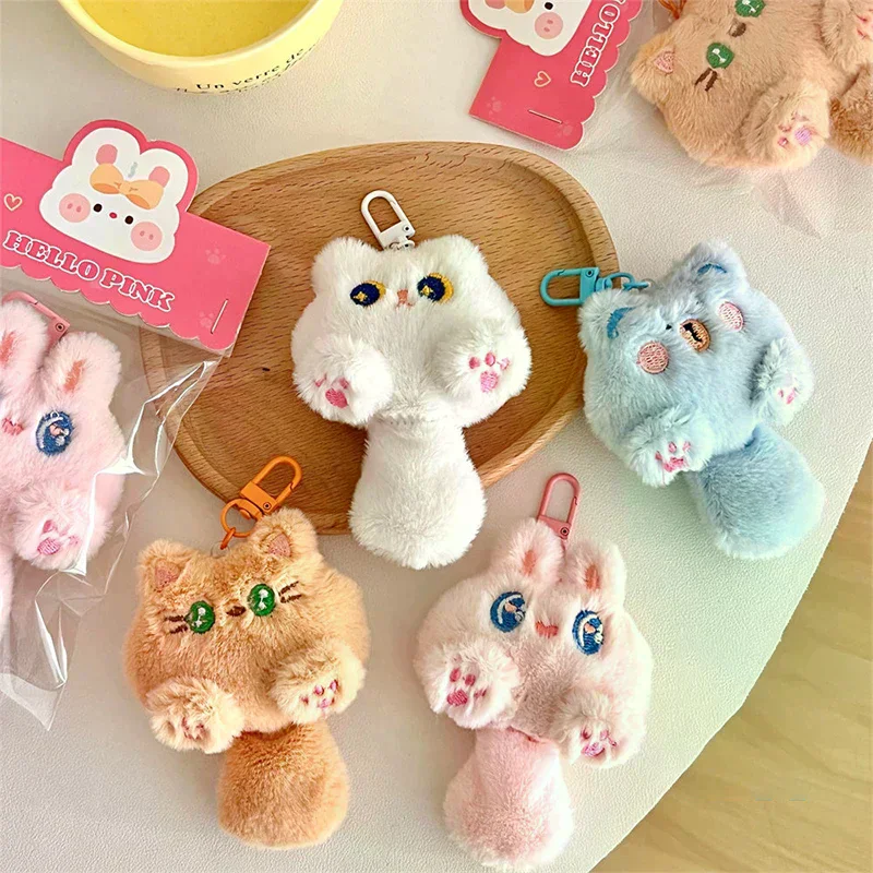 /GJ/Plush Long Tailed Cat Keychain Kawaii Cartoon Doll Toy Bag Pendant Key Ring Keyring Accessories For Women Girls Couples Cute