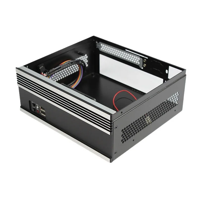Industrial Enclosure Unit, Mini ITX Chassis With Brushed Aluminum Panel, Portable Wall Mount DIY Desktop Computer Housing