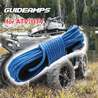 Guideamps 6mm x 15m 7700LBs Synthetic Winch Line Cable Rope with Black Protecing Sleeve for ATV UTV (blue)